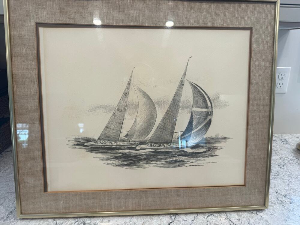 Original Signed Sketch by Robert James Pailthorpe 1977 Cup Challenger & Defender